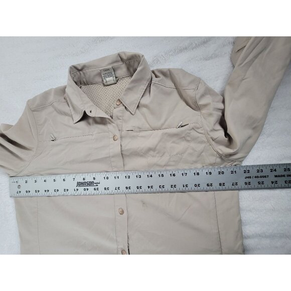 REI Womens Beige Long Sleeve Button-Up Shirt Large Lightweight Outdoor Hiking - Picture 6 of 8